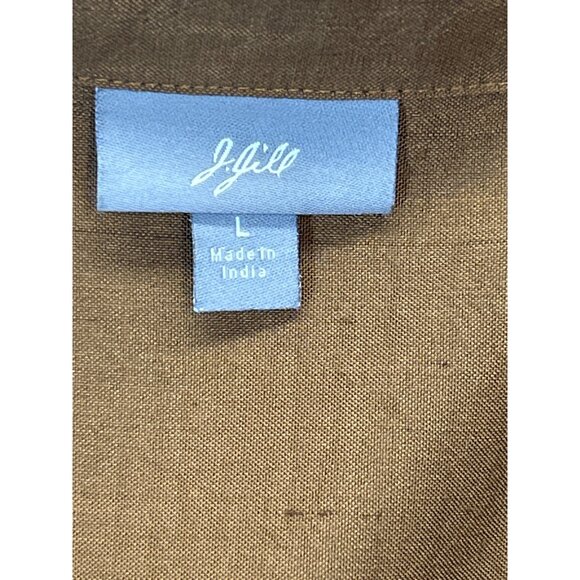 J.Jill‎ Blouse Womens Large Gold Brown 100% Silk Button-Up Long Sleeve Tunic - Picture 3 of 7